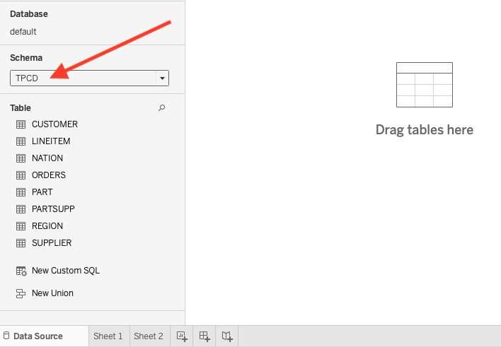 "Select TPCD for the Schema"